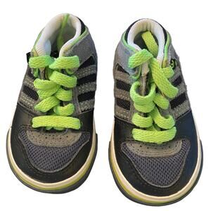 Adidas Gray Black Green Baby Sneakers Size 3